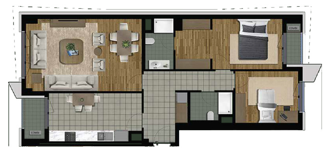 Планировка 3-комнатные квартиры, 106.23 m2 в City Garden, в г. Баку