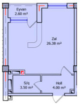 Планировка Студии квартиры, 36.48 m2 в Jasmine Park Xırdalan, в г. Хырдалана