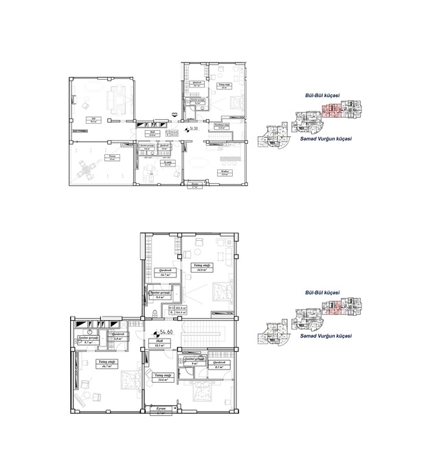 Планировка 6-комнатные квартиры, 544.4 m2 в Vurğun Residence, в г. Баку