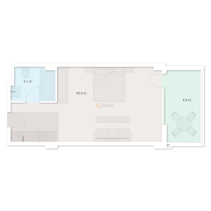 Студия, от $72,075, 46.5 м², Niabi by Index