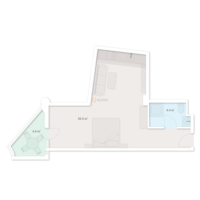 Студия, от $65,712, 44.4 м², Niabi by Index