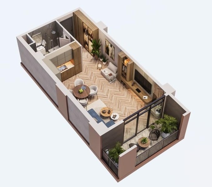 Студия, от $132,480, 55.2 м², Icon By Zenith