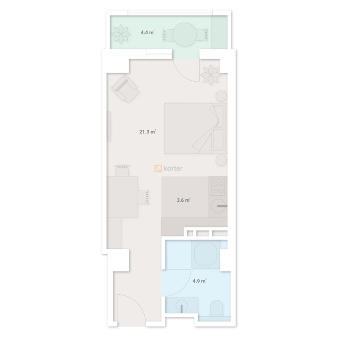 Студия, от $31,977, 34.2 м², Chichinadze Street by Index