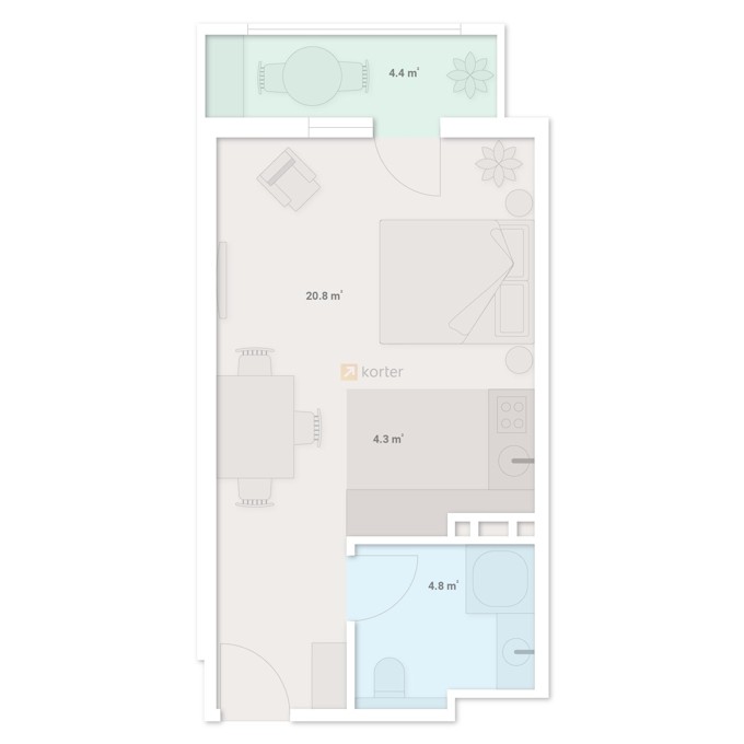 Студия, от $32,070, 34.3 м², Chichinadze Street by Index