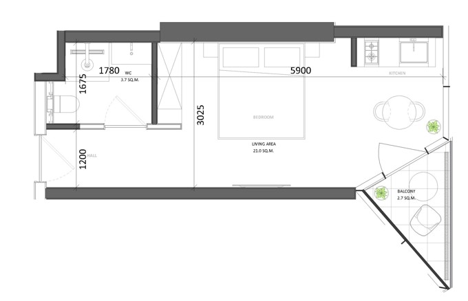 Студия, 27.4 м², VR Shekvetili Forest-Beach