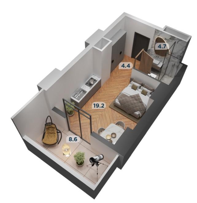 Студия, 36.9 м², Archi Horizon