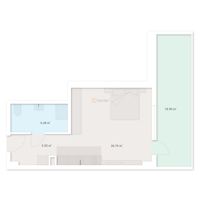 Студия, от $132,940, 57.8 м², Krtsanisi Resort Residence