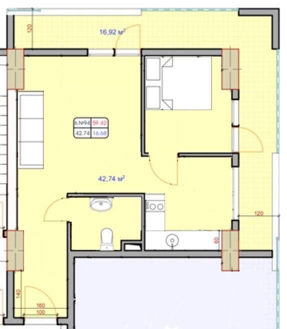 3-Room Apartment For Sale In Batumi, Tamar Mepe Ave, 1 view 10