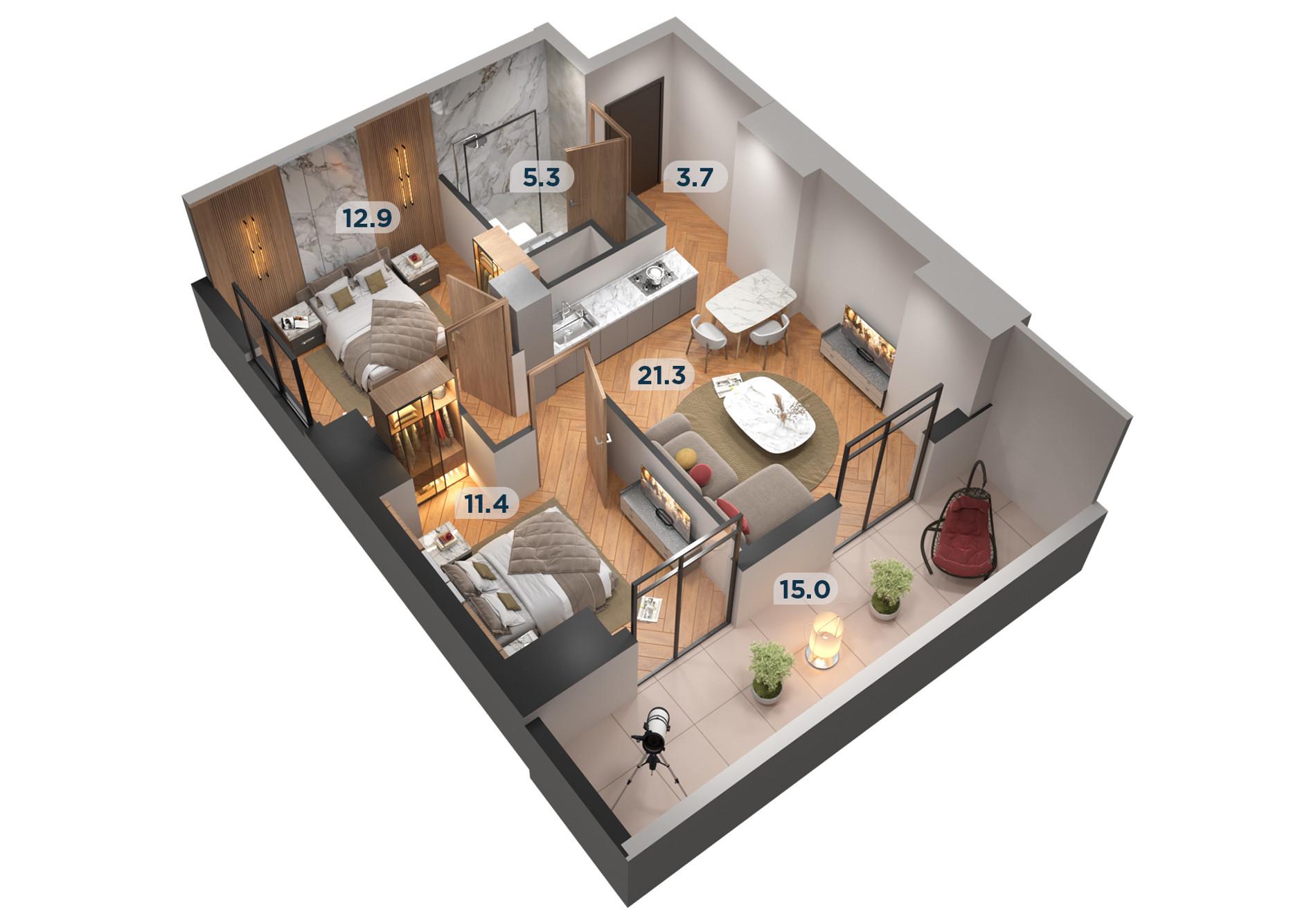 Vakhtang Gorgasali St: 3-Room, 70.0 M² | Korter.Ge view 2