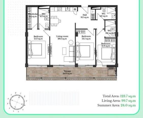 Krtsanisi Resort Residence: 4-Room, 123.7 M² | Korter.Ge view 9
