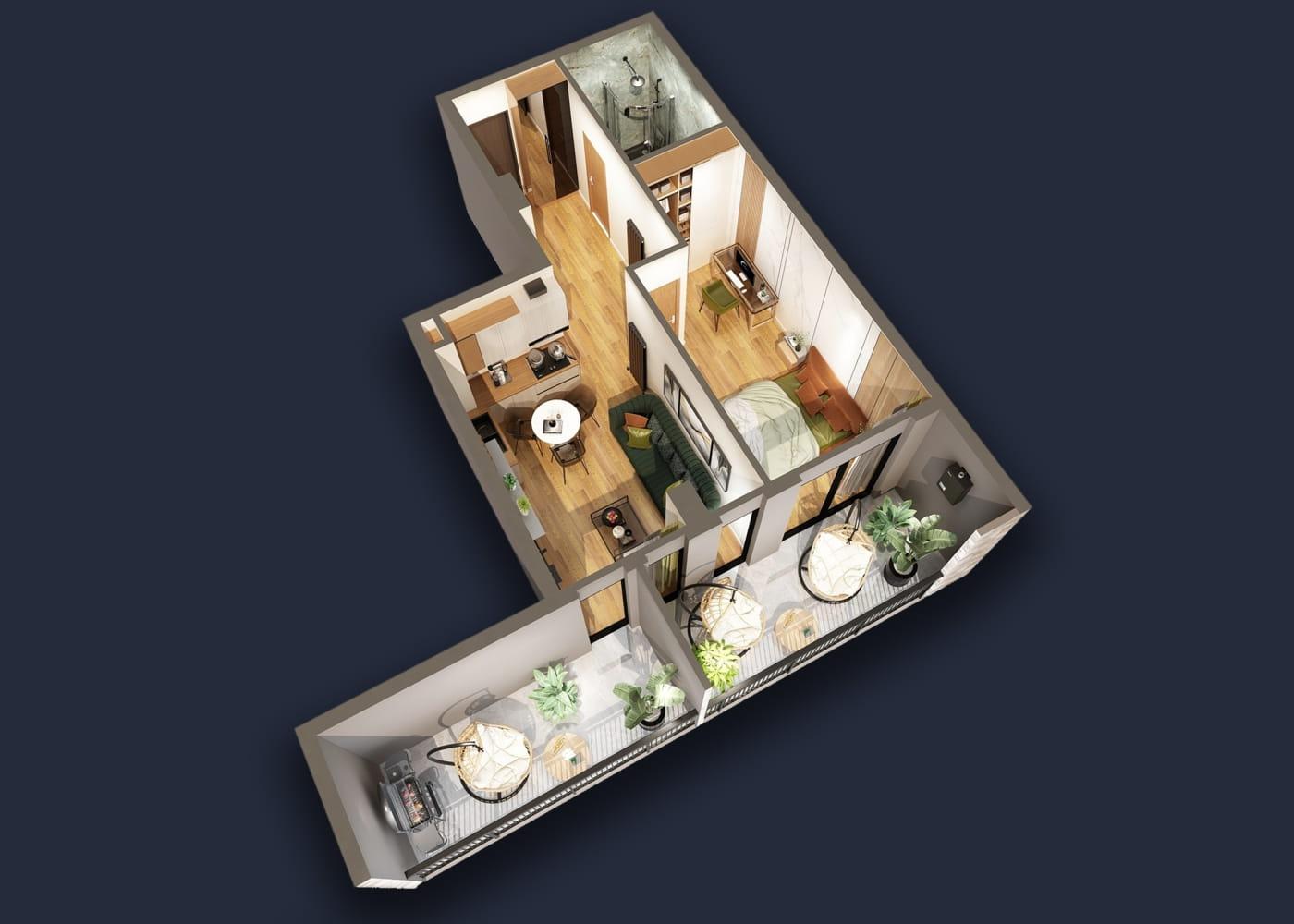 2 odalı daire, Didi Dighomi 4th Micro District