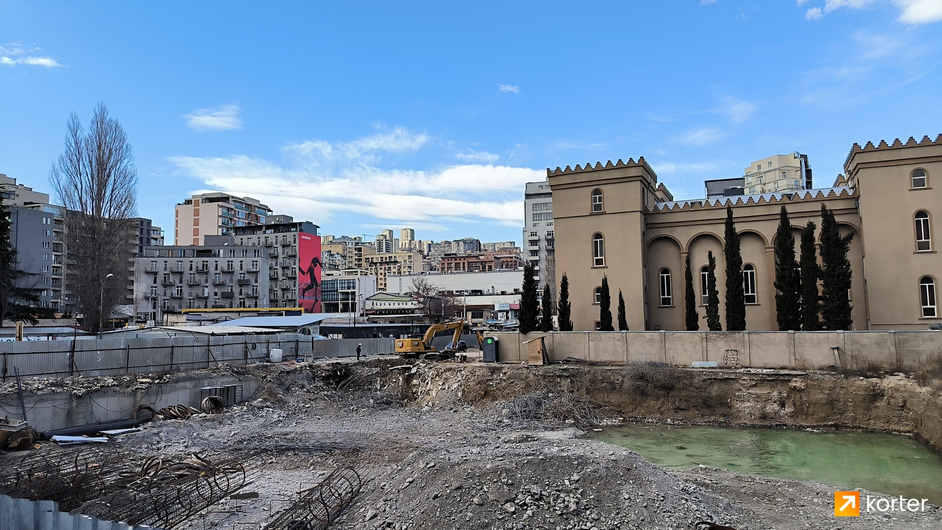 მშენებლობის პროცესი Kazbegi Residence - რაკურსი 1, მარტი 2023