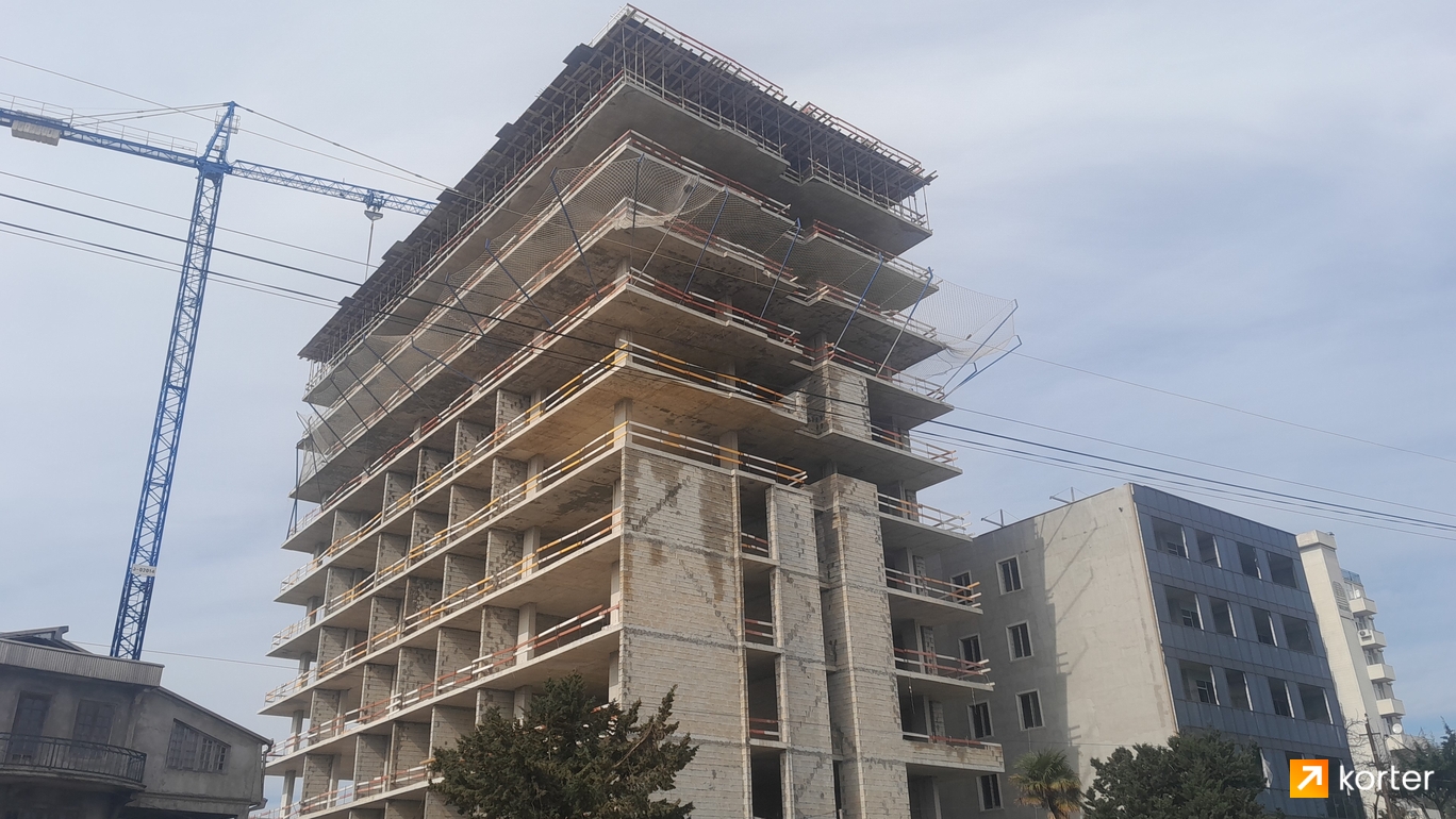 მშენებლობის პროცესი Kobuleti Residence - რაკურსი 1, თებერვალი 2024