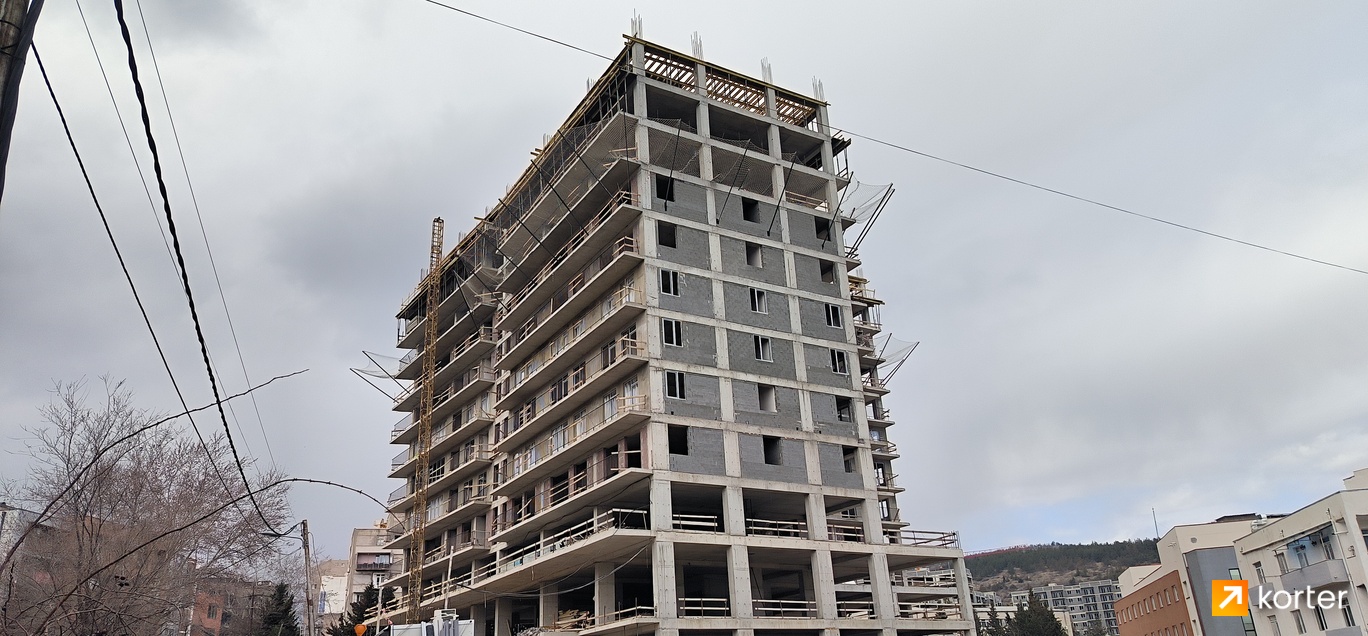 მშენებლობის პროცესი Megobroba Jikia - რაკურსი 1, მარტი 2024