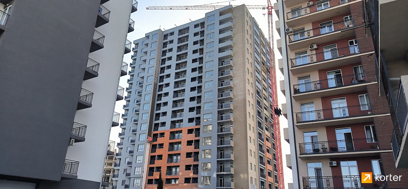 მშენებლობის პროცესი Elinor Towers - რაკურსი 2, апрель 2024