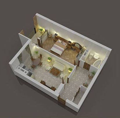 Планировка 2-комнатные квартиры, 54.8 m2 в ЖК Center House, в г. Бишкека