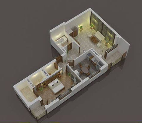 Планировка 2-комнатные квартиры, 72.1 m2 в ЖК Center House, в г. Бишкека
