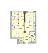 Планировка 1-комнатные квартиры, 59.94 m2 в ЖК Асанбай Сити, в г. Бишкека
