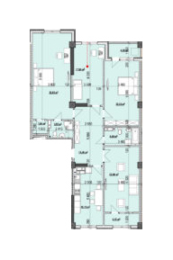 Планировка 4-комнатные квартиры, 148.74 m2 в ЖК Асанбай Сити, в г. Бишкека