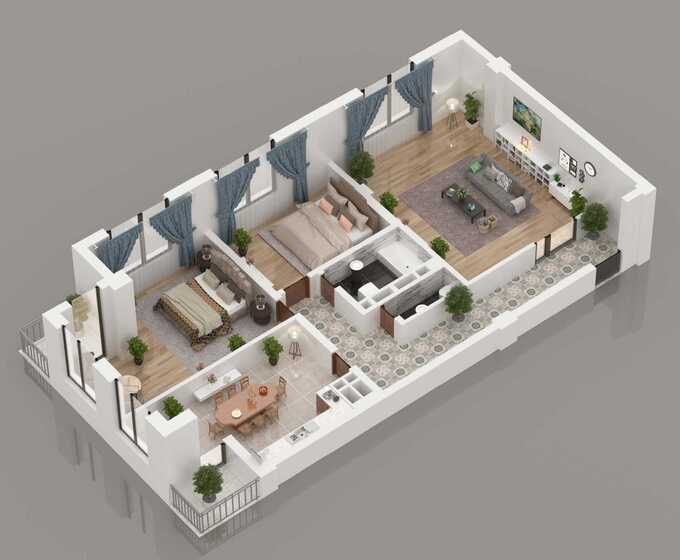 Планировка 3-комнатные квартиры, 76.29 m2 в ЖК Ала-Арча, в г. Бишкека