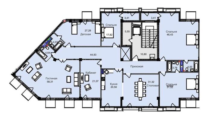 Планировка 7-комнатные квартиры, 322.95 m2 в Клубный дом Family Residence, в г. Бишкека