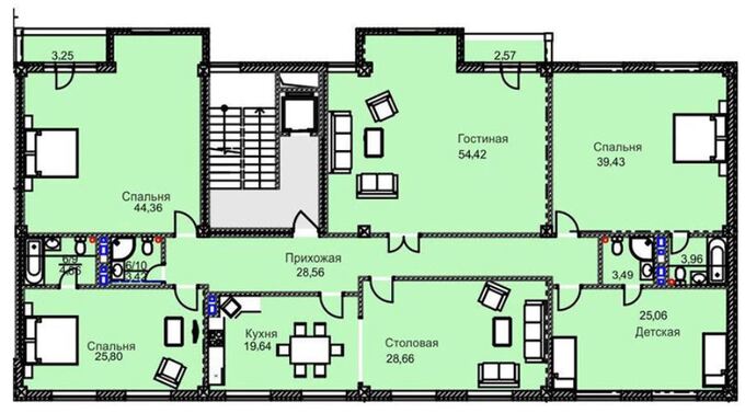 Планировка 6-комнатные квартиры, 284.03 m2 в Клубный дом Family Residence, в г. Бишкека