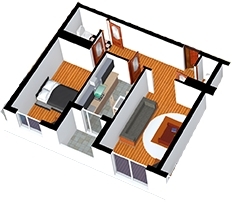 Планировка 2-комнатные квартиры, 60.5 m2 в ЖК Кулатова 18, в г. Бишкека