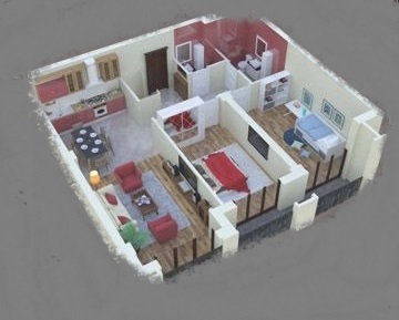 Планировка 2-комнатные квартиры, 87.99 m2 в ЖК Эркиндик, в г. Бишкека