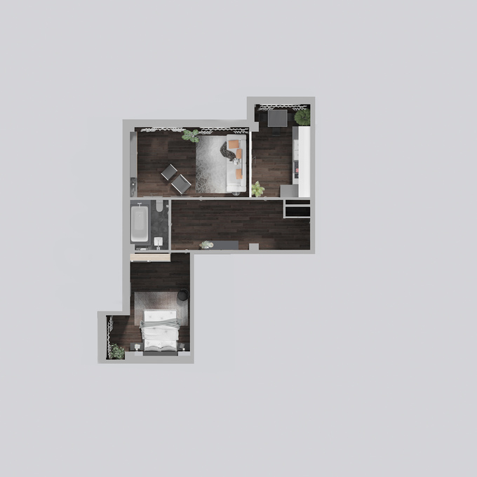 Планировка 2-комнатные квартиры, 80.82 m2 в ЖК Casablanca, в г. Бишкека
