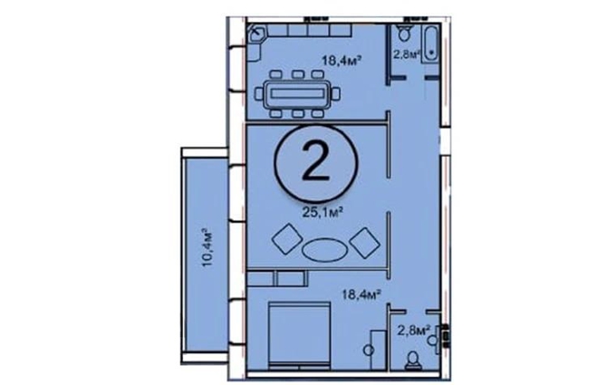 Планировка 2-комнатные квартиры, 91.5 m2 в ЖК Чистое небо, в г. Усть-Каменогорска