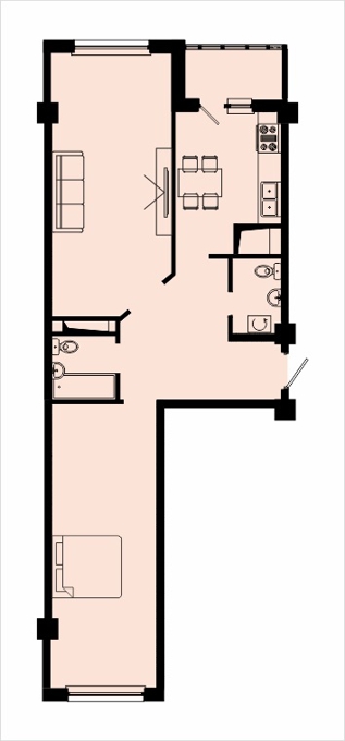Планировка 2-комнатные квартиры, 70.19 m2 в ЖК Jetisu Park, в г. Алматы