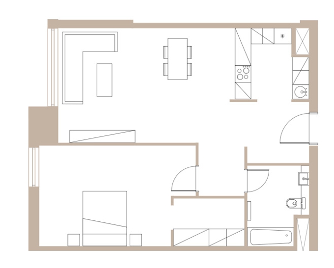 Планировка 1-комнатные квартиры, 76.1 m2 в ЖК Abu Dhabi Plaza, в г. Нур-Султана (Астаны)