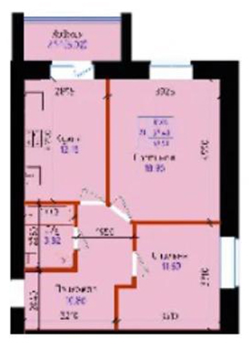 Планировка 2-комнатные квартиры, 59.9 m2 в ЖК Жана-Алтай, в г. Кокшетау