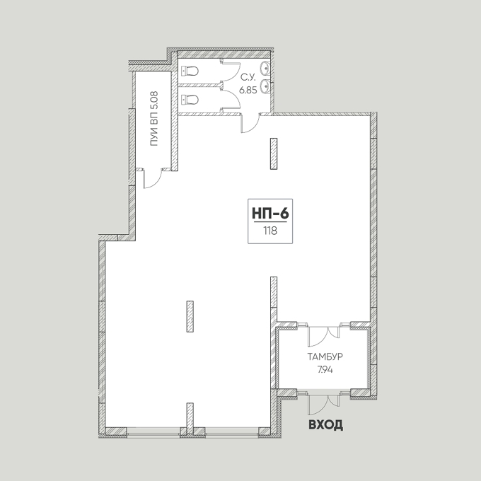 Планировка Коммерческие помещения квартиры, 118 m2 в ЖК Q-Life, в г. Нур-Султана (Астаны)