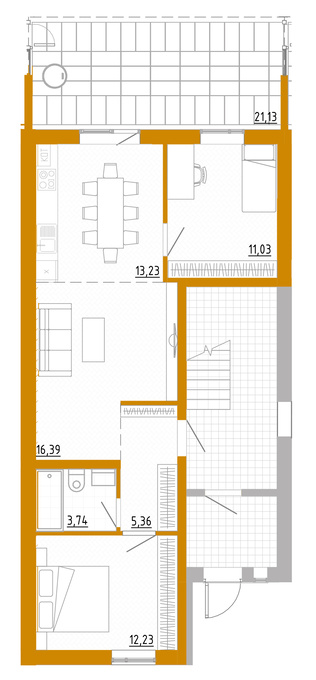 Планировка 3-комнатные квартиры, 72.5 m2 в ЖК City Villa, в г. Алматы
