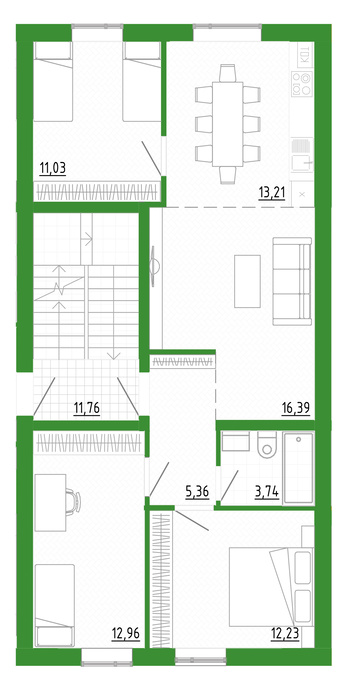 Планировка 3-комнатные квартиры, 75 m2 в ЖК City Villa, в г. Алматы