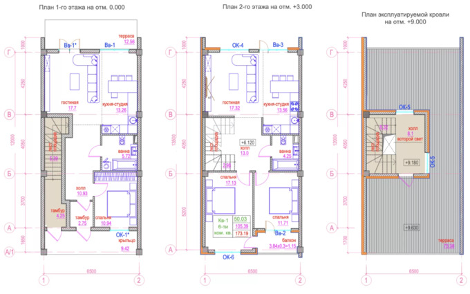 Планировка Таунхаусы квартиры, 105.07 m2 в КГ Besagash Village, в г. с. Бесагаш