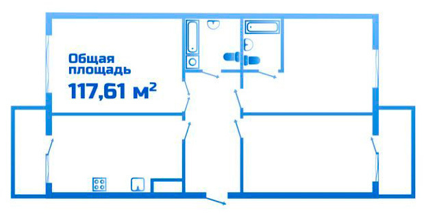Планировка 2-комнатные квартиры, 117.61 m2 в ЖК Vesnovka, в г. Алматы