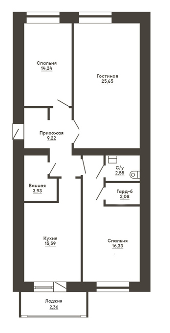 Планировка 3-комнатные квартиры, 91.95 m2 в ЖК Baspana, в г. Караганды