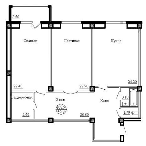 Планировка 2-комнатные квартиры, 108.9 m2 в ЖК Адал, в г. Аксая