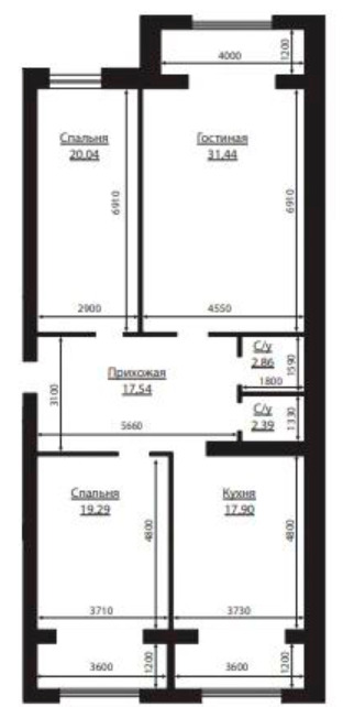 Планировка 3-комнатные квартиры, 125.2 m2 в ЖК Baq Sarai, в г. Актау