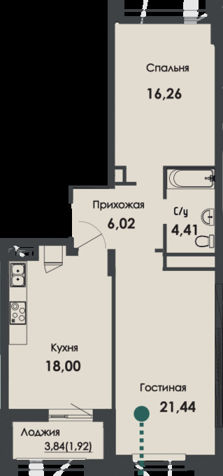 Планировка 2-комнатные квартиры, 68.05 m2 в ЖК Asylym Park 1, в г. Нур-Султана (Астаны)