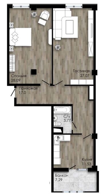 Планировка 2-комнатные квартиры, 94.75 m2 в ЖК Florence, в г. Актау