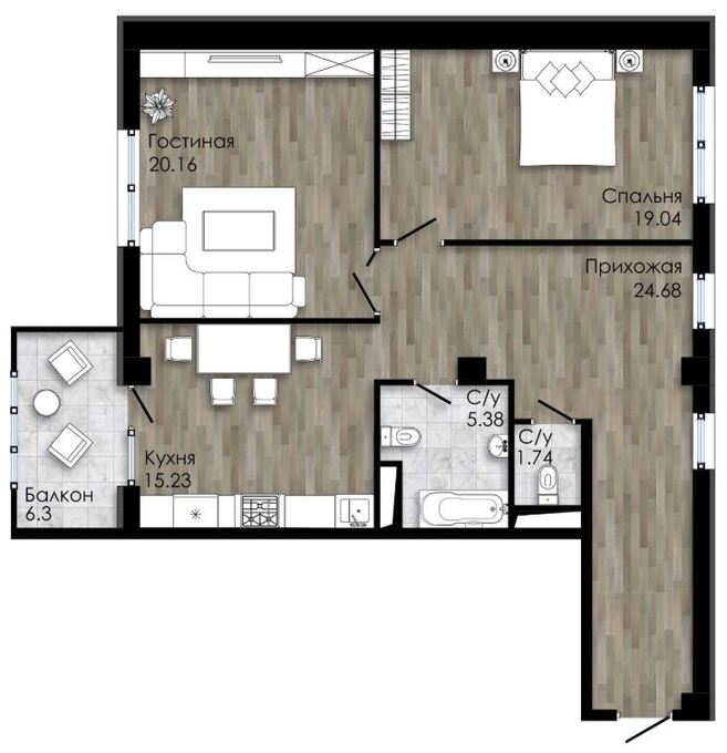 Планировка 2-комнатные квартиры, 92.53 m2 в ЖК Florence, в г. Актау