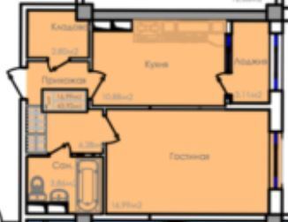 Планировка 1-комнатные квартиры, 43.85 m2 в ЖК B-Group Plaza, в г. Актау
