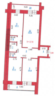 Планировка 3-комнатные квартиры, 89.1 m2 в ЖК Болашак Премиум, в г. Актобе