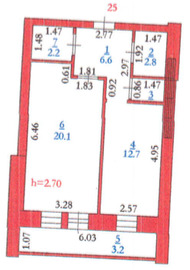 Планировка 1-комнатные квартиры, 48.9 m2 в ЖК Болашак Премиум, в г. Актобе