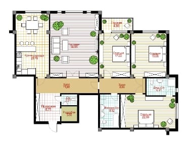 Планировка 4-комнатные квартиры, 178.44 m2 в ЖК Elorda Residence, в г. Атырау