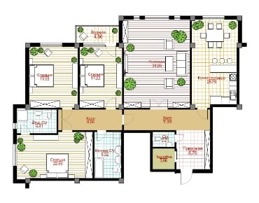 Планировка 4-комнатные квартиры, 178.44 m2 в ЖК Elorda Residence, в г. Атырау