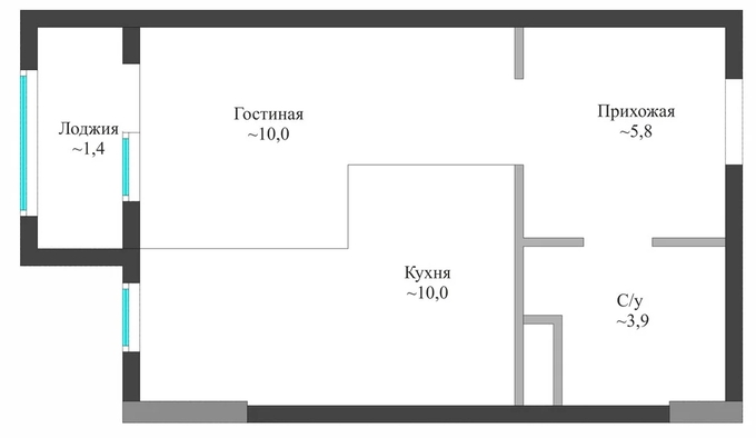 Планировка 1-комнатные квартиры, 31.1 m2 в ЖК AiSafi, в г. Нур-Султана (Астаны)